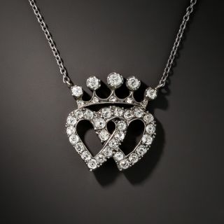 Victorian Diamond Double-Heart Pendant Necklace - 2