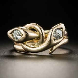 Victorian Diamond Double Snake Ring - 2