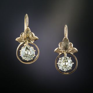 Victorian Diamond Drop Earrings - M VS GIA  - 2