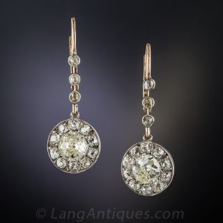 Victorian Diamond Drop Halo Earrings 