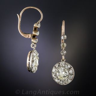 Victorian Diamond Drop Halo Earrings 
