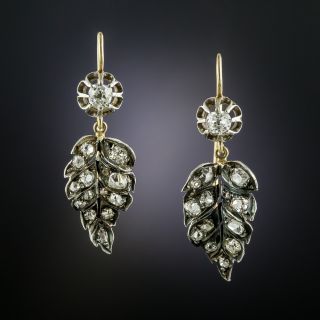 Victorian Diamond Drop Leaf Earrings - 2