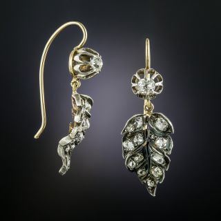Victorian Diamond Drop Leaf Earrings