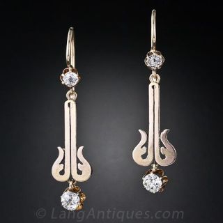 Victorian Diamond Drop 'Lyre' Earrings