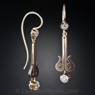Victorian Diamond Drop 'Lyre' Earrings