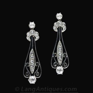 Victorian Diamond Earrings in Platinum Over Rose Gold