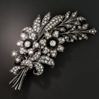 Antique Diamond Floral Spray Brooch - 2