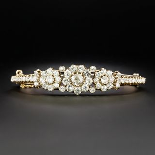 Victorian Diamond Flower Bangle Bracelet - 2