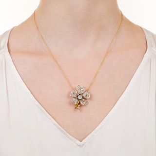 Victorian Diamond Flower Brooch/Pendant