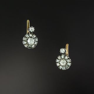 Victorian Diamond Flower Cluster Earrings - 2