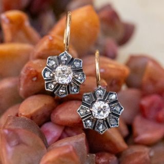 Victorian Diamond Flower Earrings