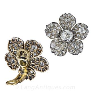 Victorian Diamond Flower Earrings