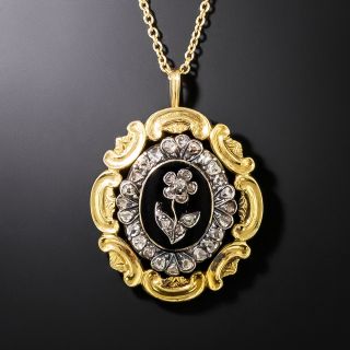 Victorian Diamond Flower Locket Back Pendant - 2