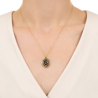 Victorian Diamond Flower Locket Back Pendant