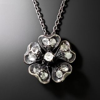 Victorian Diamond Flower Pendant - 2