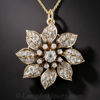Victorian Diamond Flower Pendant - 1