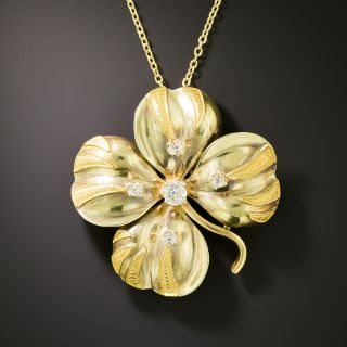 Victorian Diamond Four-Leaf Clover Pendant - 2