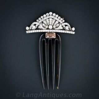Victorian Diamond Hair Comb and Brooch Combination