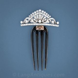 Victorian Diamond Hair Comb and Brooch Combination