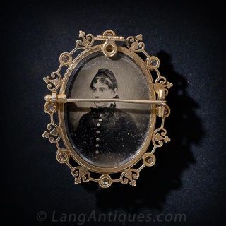 Victorian Diamond Hardstone  Cameo Pin - Locket