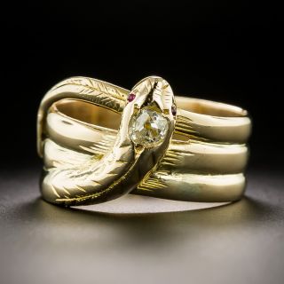 Victorian Diamond Headed Snake Ring - 2