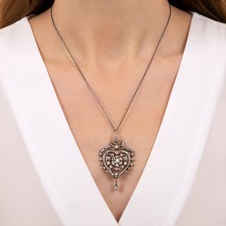 Victorian Diamond Heart Lavalière Necklace