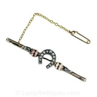 Diamond Horseshoe Bar Pin Main View