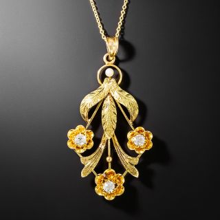 Victorian Diamond Leaf Pendant - 2