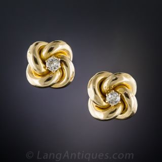 Victorian Diamond Love Knot Earrings 