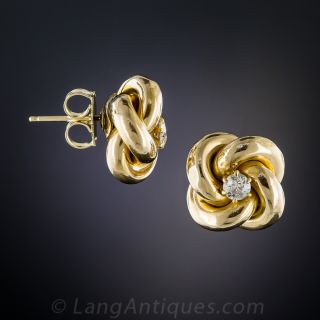 Victorian Diamond Love Knot Earrings 