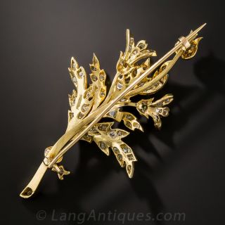 Victorian Diamond Oak Branch Brooch