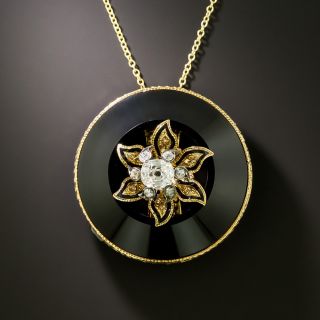 Victorian Diamond, Onyx and Enamel Pendant/Brooch - 4