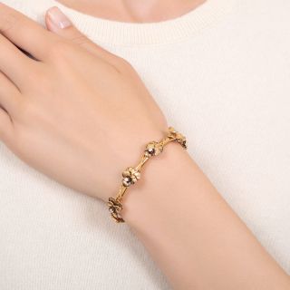 Victorian Diamond Pansy Bangle Bracelet
