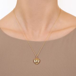 Victorian Diamond Puffed Heart Pendant