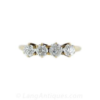 Victorian Diamond Three Stone Engagement Ring