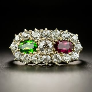 Victorian Diamond, Ruby and Demantoid Garnet Ring - 2