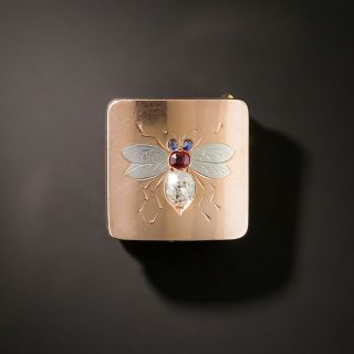 Victorian Diamond, Ruby and Sapphire Bee Brooch