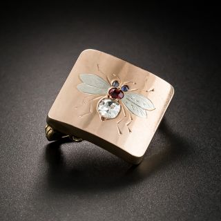 Victorian Diamond, Ruby and Sapphire Bee Brooch - 3