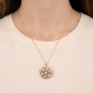 Victorian Diamond Scroll Pendant/Brooch 
