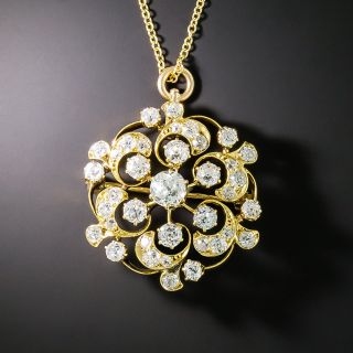 Victorian Diamond Scroll Pendant/Brooch  - 2