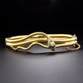 Victorian Diamond Snake Bangle Bracelet - 1