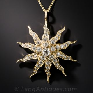 Victorian Diamond Starburst Pendant Necklace
