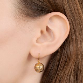 Victorian Diamond-Studded Ball Dangle Earrings