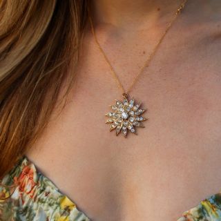 Victorian Diamond Sunburst Necklace