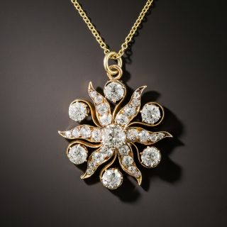 Victorian Diamond Sunburst Pendant - 5