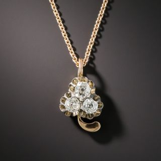 Victorian Diamond Three Leaf Clover Pendant - 1