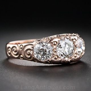 Victorian Diamond Three-Stone Ring in Rose Gold