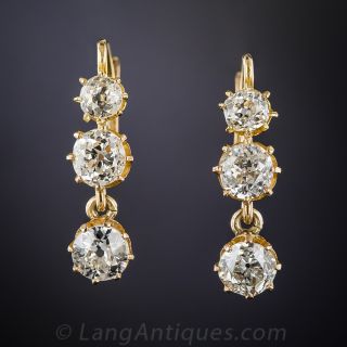Victorian Diamond Triple Drop Earrings