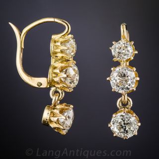 Victorian Diamond Triple Drop Earrings
