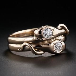 Victorian Diamond Twin Snake Ring